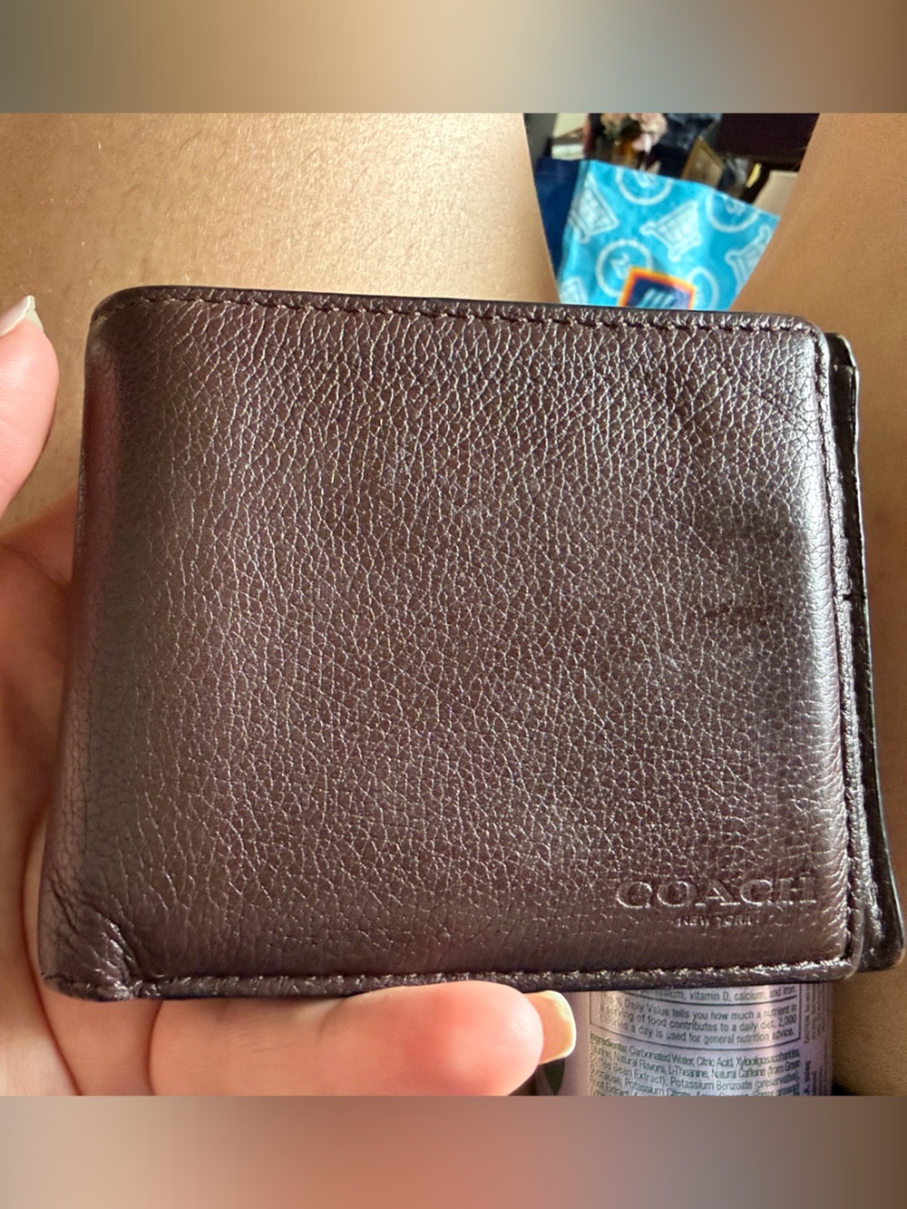Men's Coach Brown Leather Bifold Wallet - Classic Carry